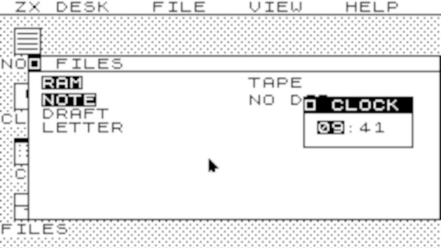 Desktop-style GUI built for the ZX Spectrum
