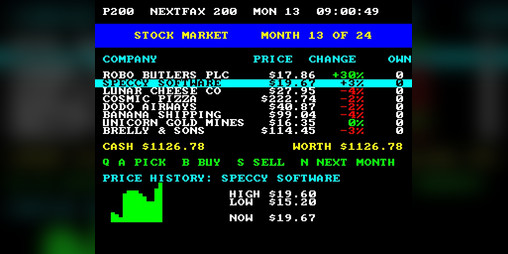 Stock Market Released as Free ZX Spectrum Next Trading Game